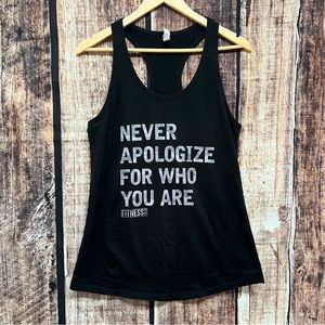 Fitness Tee Co Never Apologize For Who You Are Racerback Tank - size Large